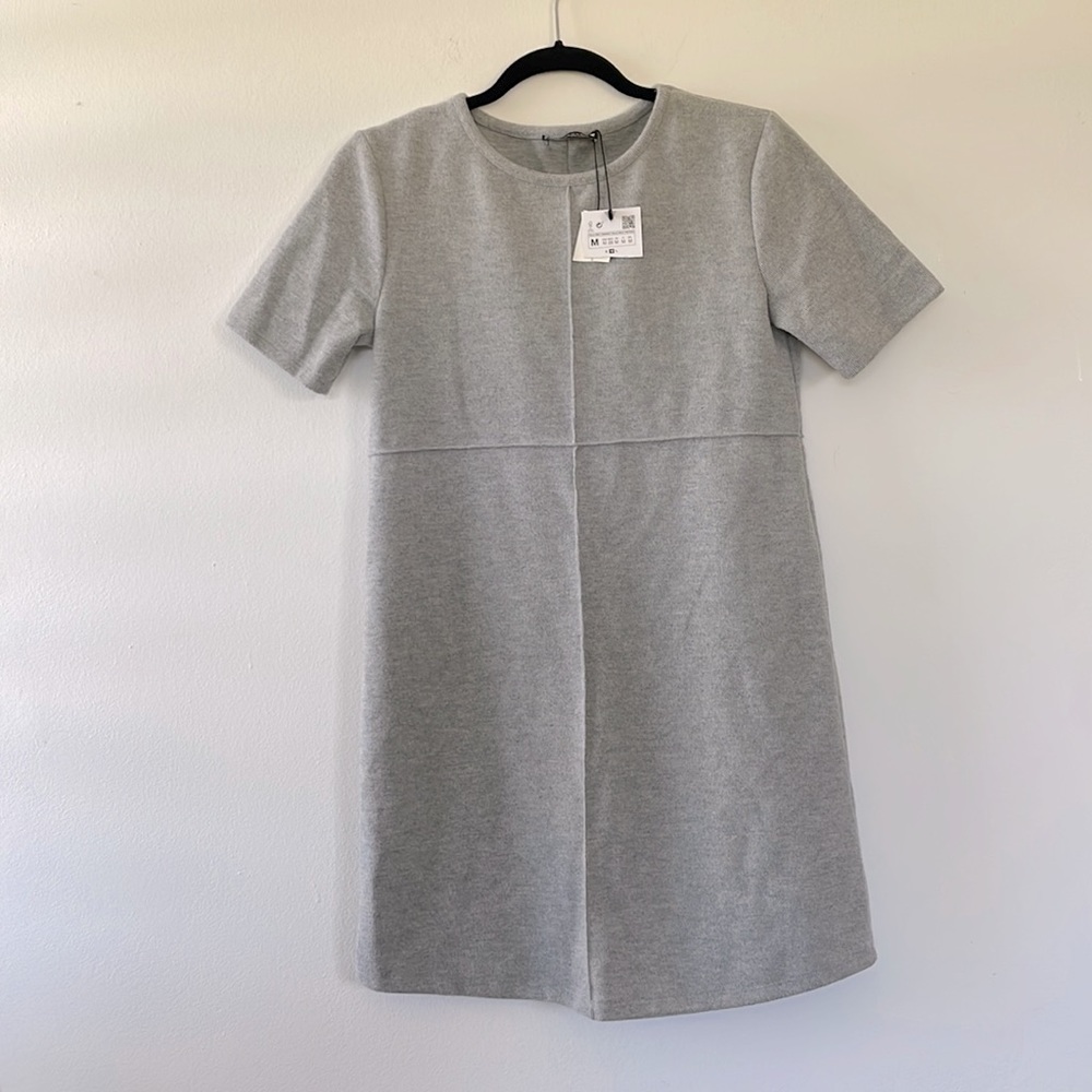 Zara mini sweater dress light gray size Medium NWT (half of the tag)